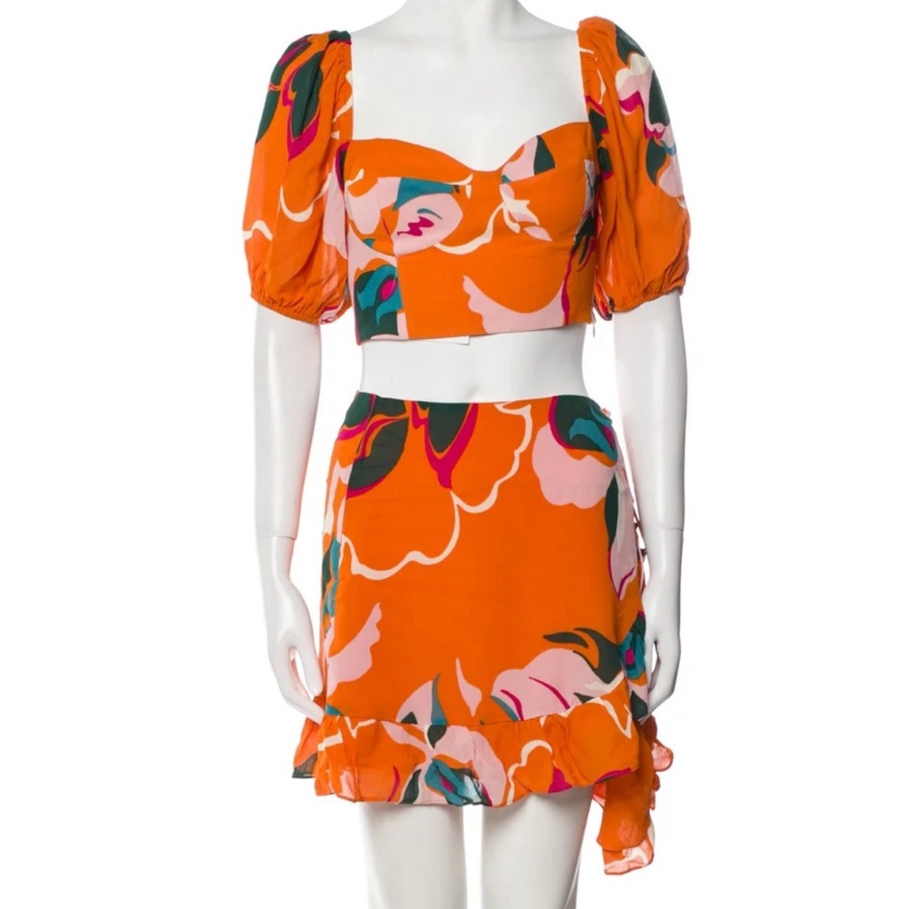 Reformation - Two Piece Orange Floral Set, Size 12